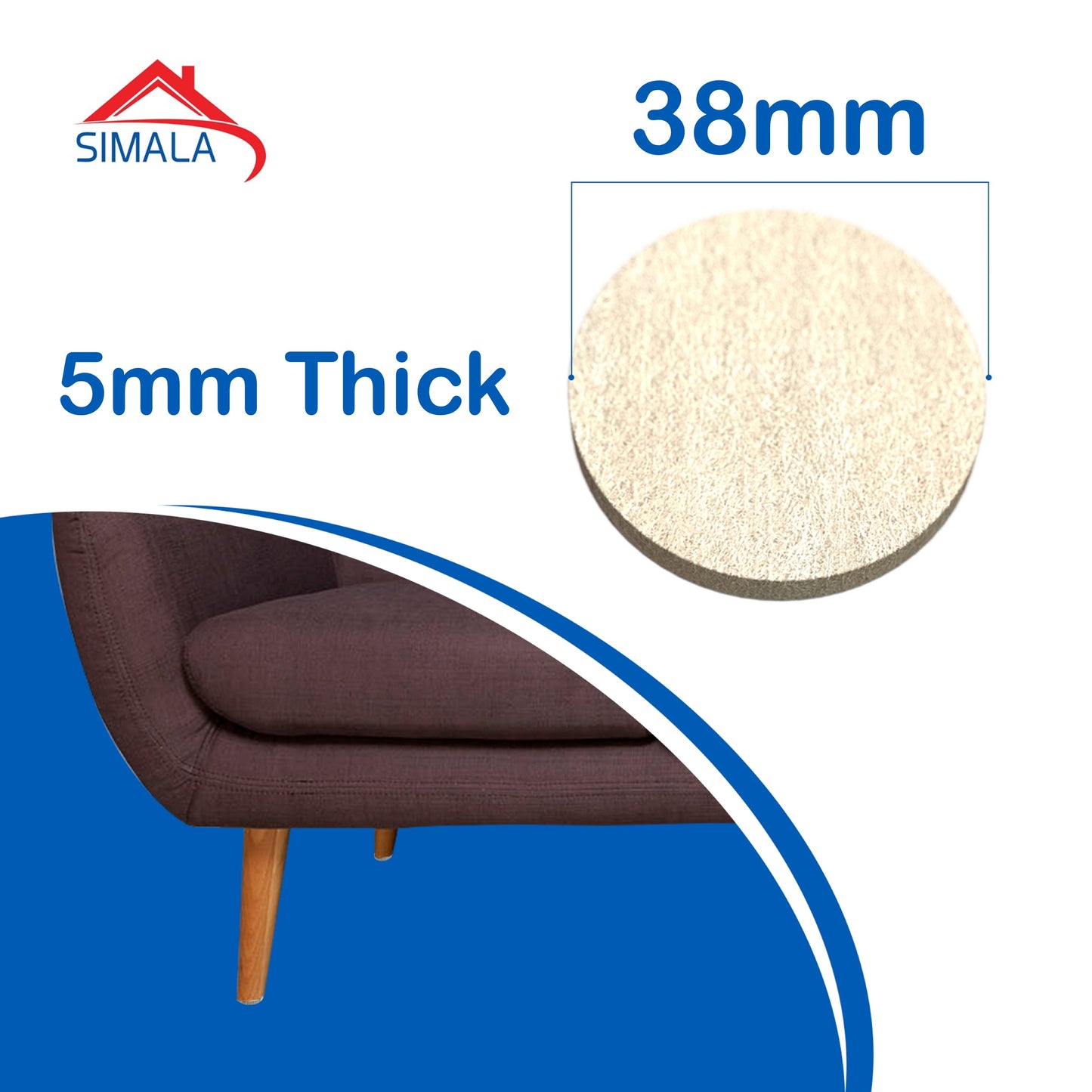 Felt pads 38mm round beige furniture pads. 5mm thick chair leg floor protectors