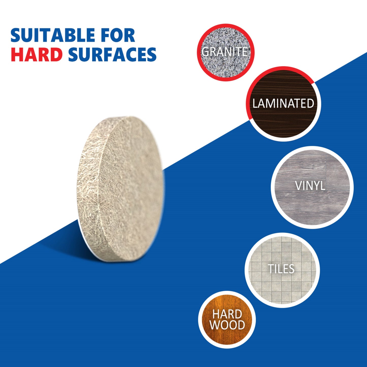 Felt pads 38mm round beige furniture pads. 5mm thick chair leg floor protectors