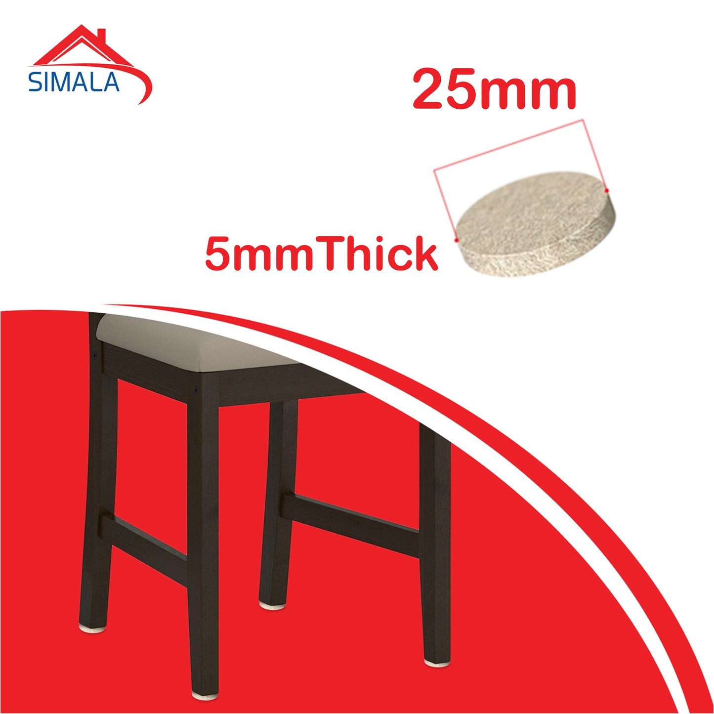 Felt pads 25mm round beige furniture pads. 5mm thick chair leg floor protectors