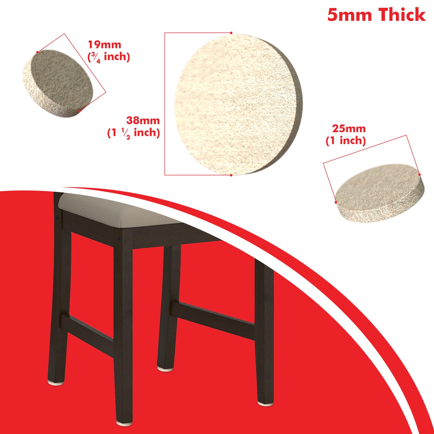 Premium 124 Pack Furniture Pads, 60 Felt Pads & 64 Rubber Bumpers