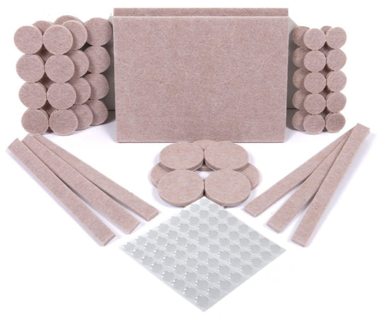 Premium 124 Pack Furniture Pads, 60 Felt Pads & 64 Rubber Bumpers