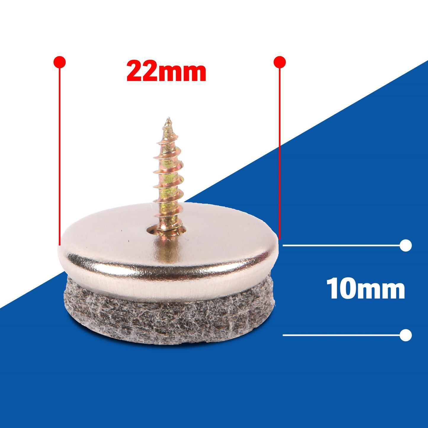 Furniture Felt Pads - Furniture Pads with Easy Screw Installation, Chair Leg Floor Protectors with 5mm Thick Felt are Ideal Floor Protector Pads