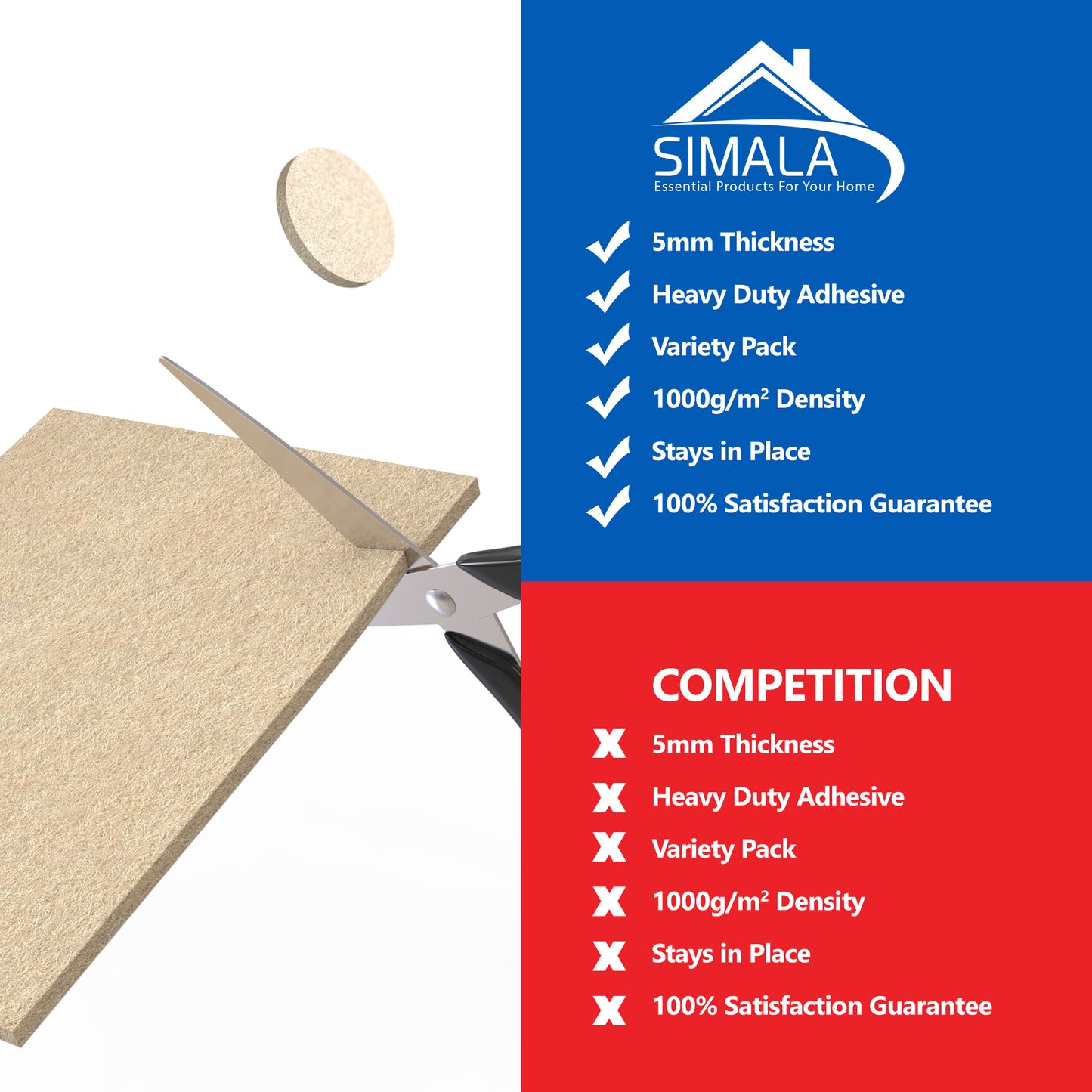 Furniture Felt Pads Floor Protectors 11x15cm Heavy Duty Felt Sheets 5mm Cut Best Adhesive Felt Pads for Furniture Feet Chair Leg Floor Protectors