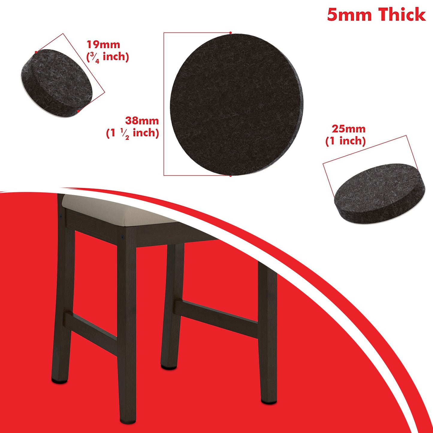Chair Leg Protectors Premium Furniture Felt Pads & Rubber Bumpers 150 Pack Brown Hardwood Floor Protectors