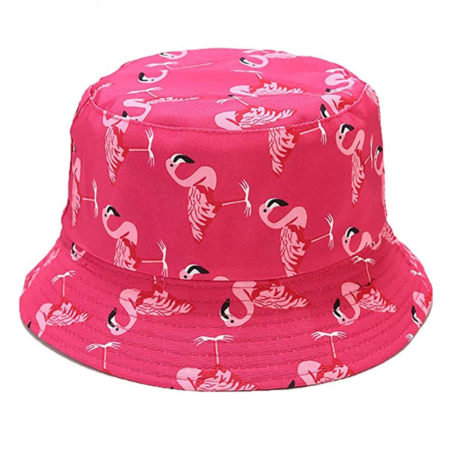 Bucket hat 100% cotton with reversible design, flamingo pink festival hat