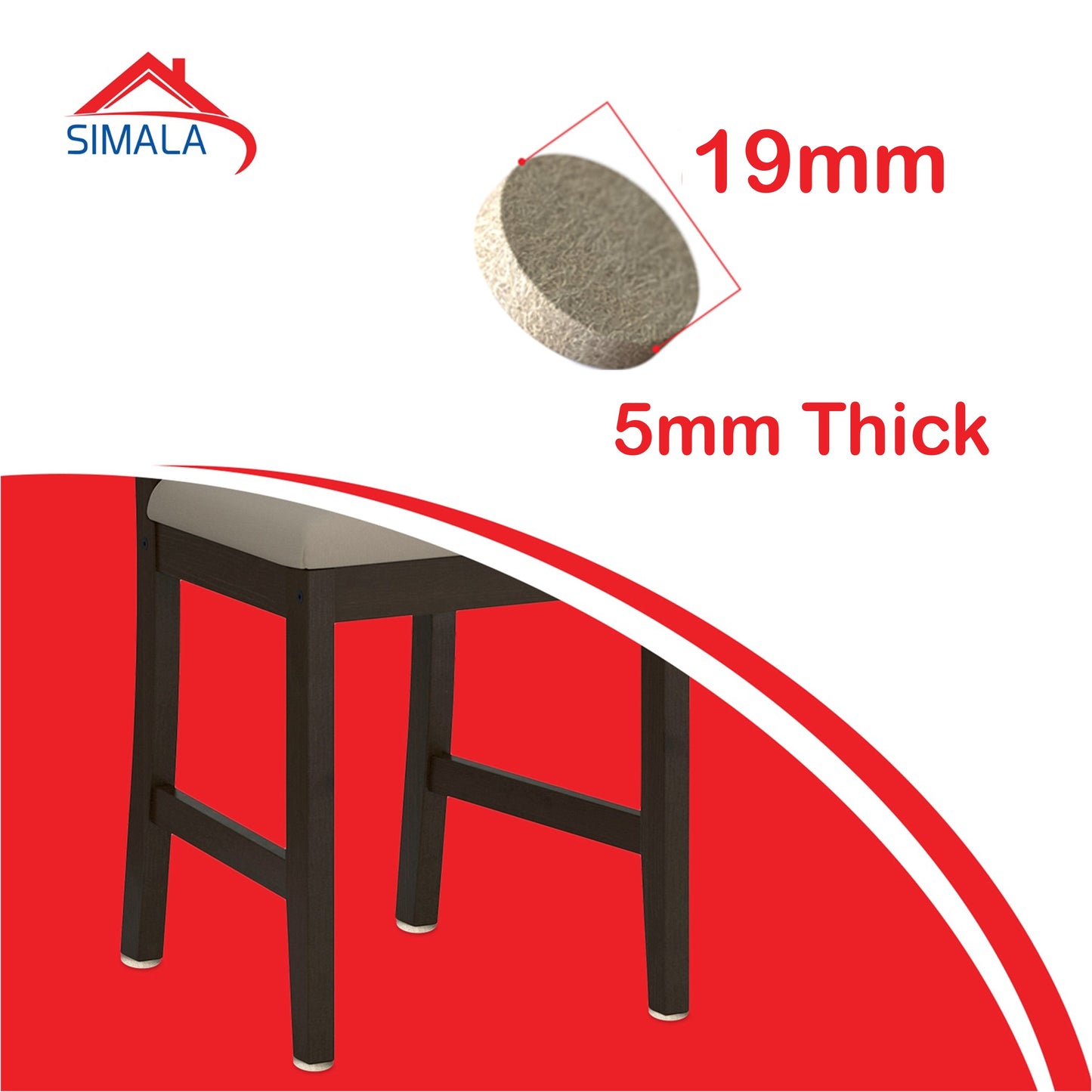 Felt pads 19mm round beige furniture pads. 5mm thick chair leg floor protectors