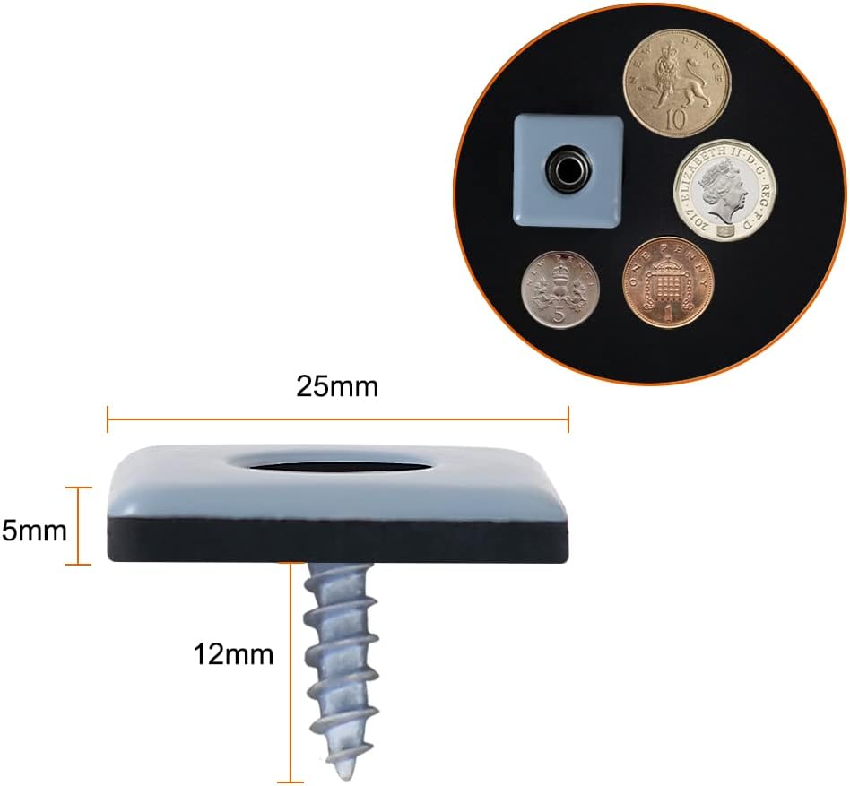 Chair Leg Floor Protectors Diameter 5mm Thick Screw In Glides for Hard surface and Carpets