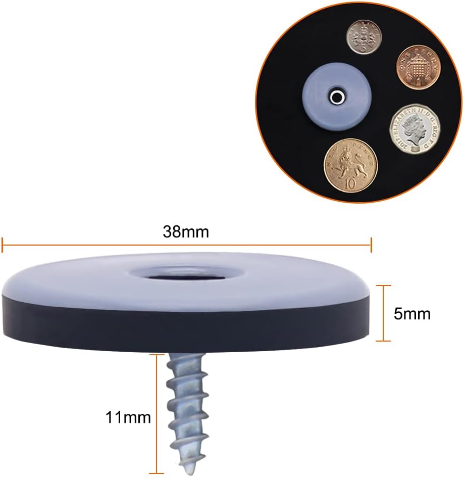 Chair Leg Floor Protectors Diameter 5mm Thick Screw In Glides for Hard surface and Carpets