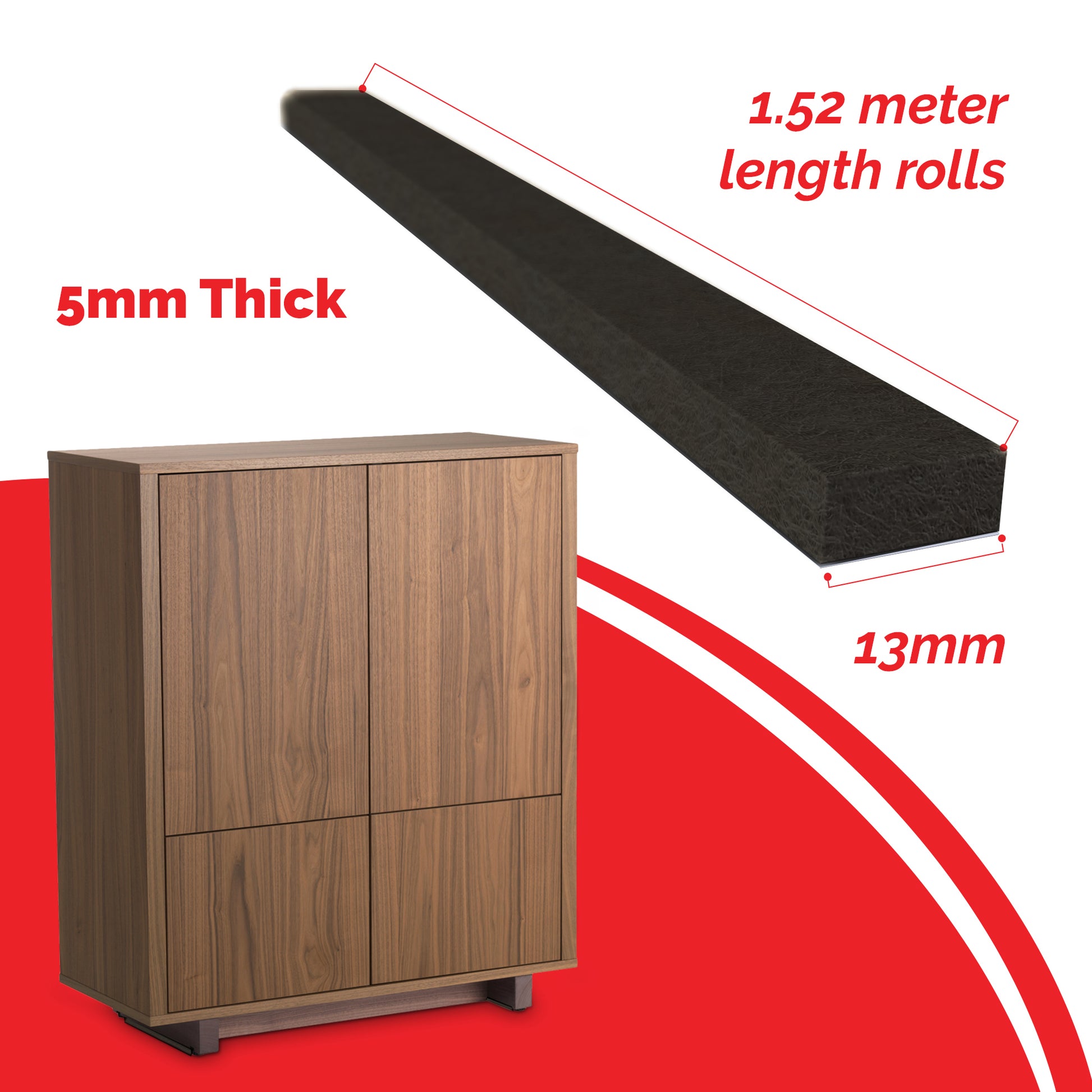 SIMALA furniture felt roll 1.52m x 13mm x 5mm. Protects floor standing furniture from scratches.