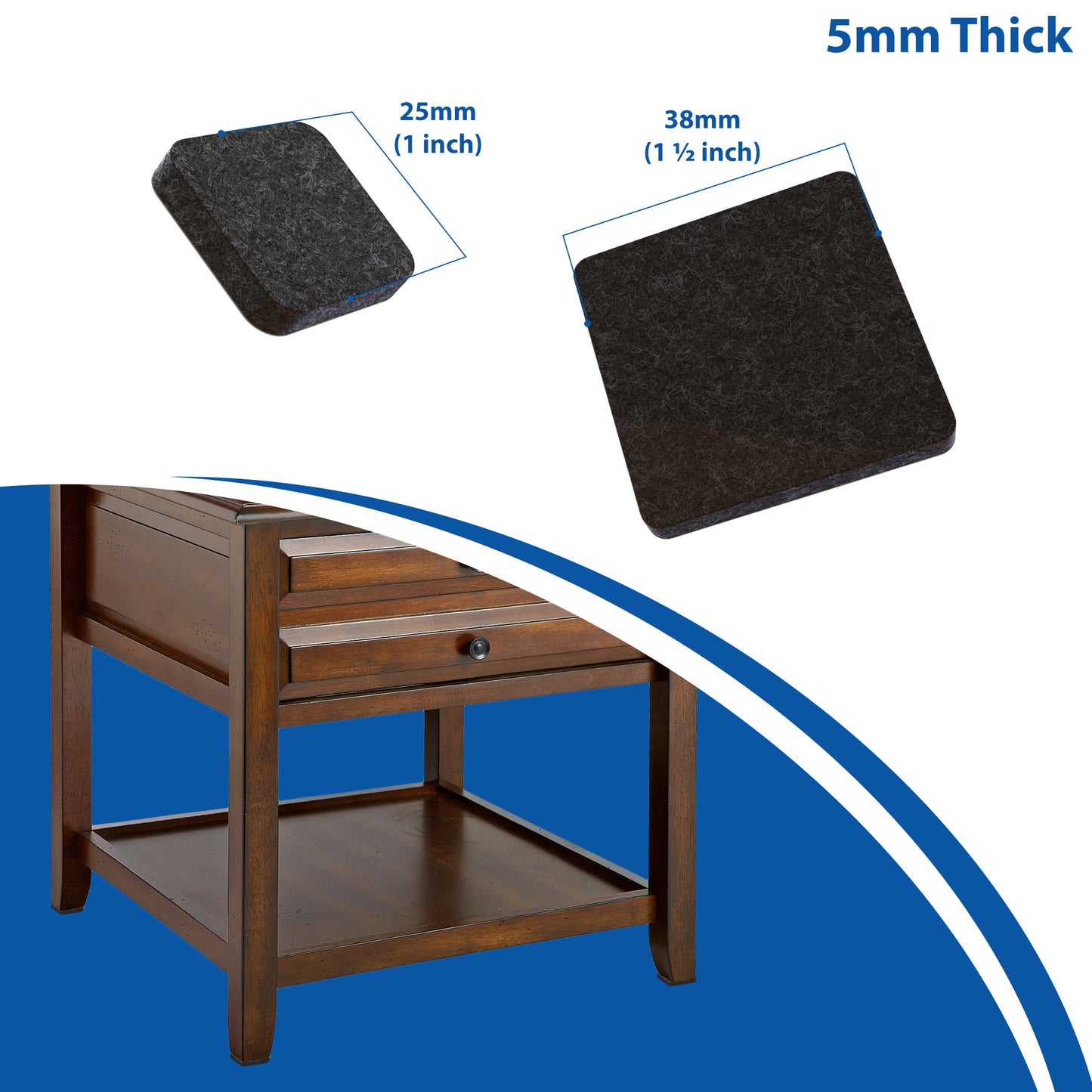 Chair Leg Protectors Premium Furniture Felt Pads & Rubber Bumpers 150 Pack Brown Hardwood Floor Protectors