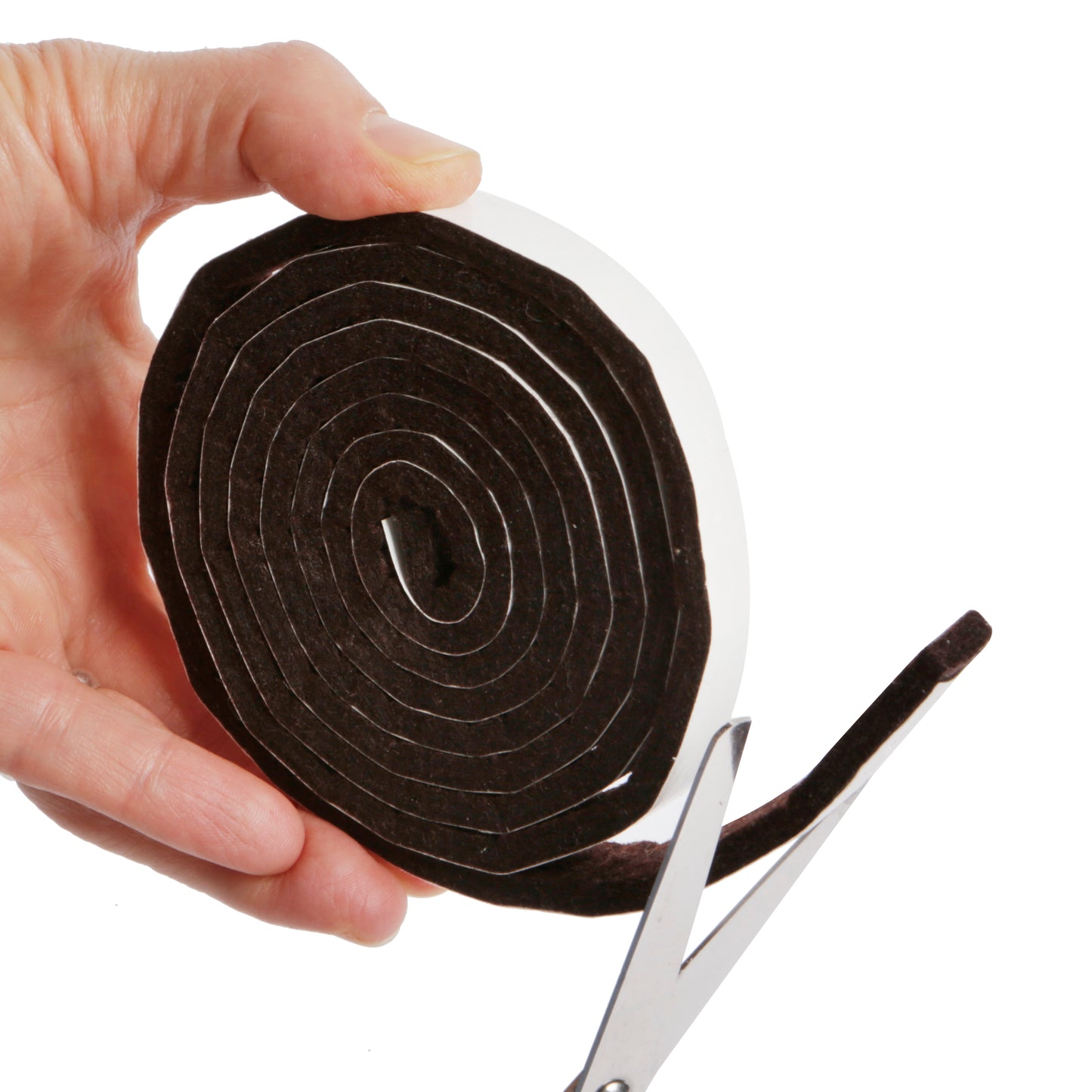 Brown felt strip roll. Can be cut easily to desired length using sharp scissors.